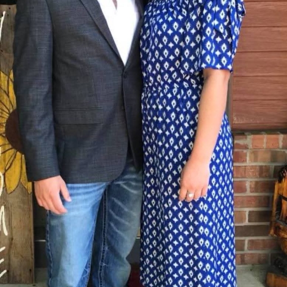 AUW Blue and White Patterned Bohemian Jumpsuit - Picture 13 of 13